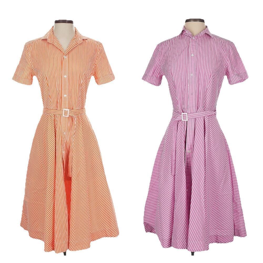 Ralph Lauren Shirt Dress Short Sleeve ShirtDress Lot Pink Orange Button Up
